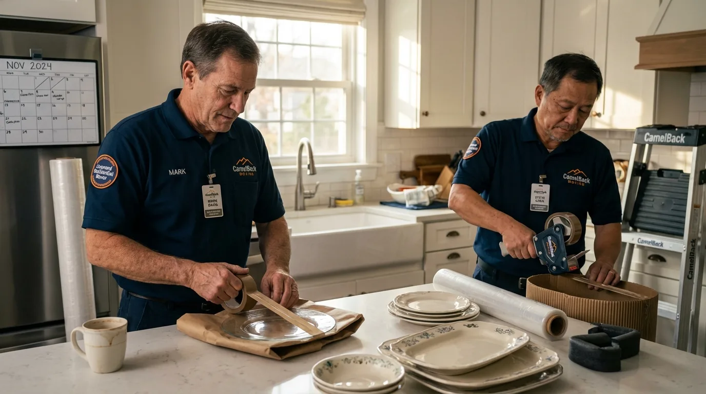 Professional crew packing kitchen dishware in Butler, NJ